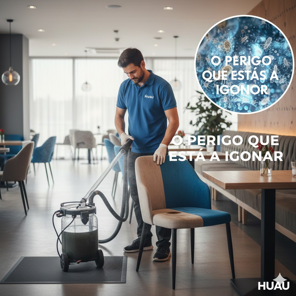 Limpeza profissional de cadeiras de tecido em restaurante pela HUAU.