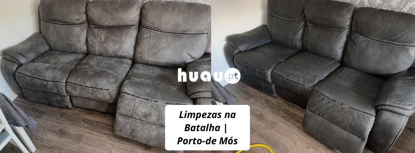 Limpeza de sofás na Batalha e Porto-de-Mós - Antes e depois de higienização de estofos HUAU