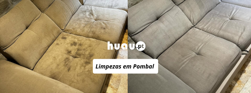 Antes e depois de limpeza de sofás em Pombal - Remoção de manchas e higienização profunda HUAU.