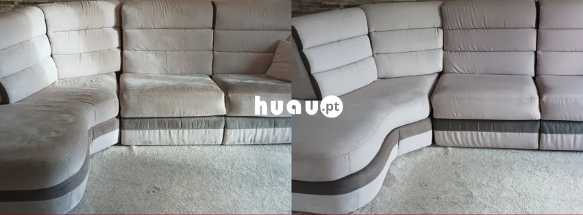 Antes e depois da higienização profunda de sofá em Pombal - Huau Portugal