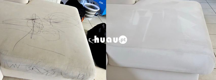 Recuperação de sofá com riscos e sujidade incrustada na Marinha Grande