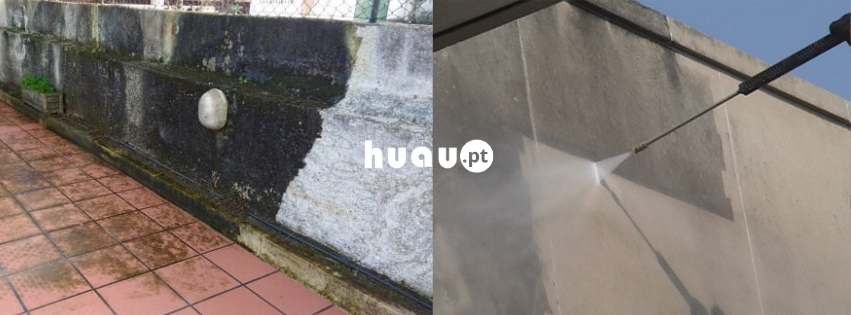 Limpeza de muro e chão com jato de água a alta pressão em Coimbra e Leiria - Huau