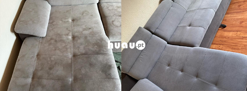 Resultado real de limpeza de sofá encardido em Coimbra e Leiria - Antes e Depois Huau