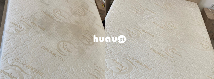 Processo de extração de alérgenos e limpeza de manchas em colchão em Cantanhede.