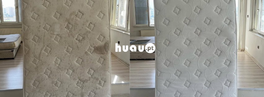 Remoção de manchas amarelas e higienização profunda de colchão em Montemor-o-Velho.