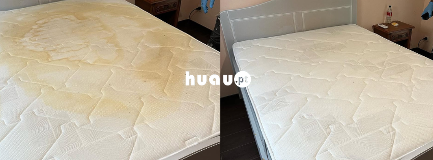 Recuperação de higiene biológica em colchão com remoção de manchas orgânicas em Soure.