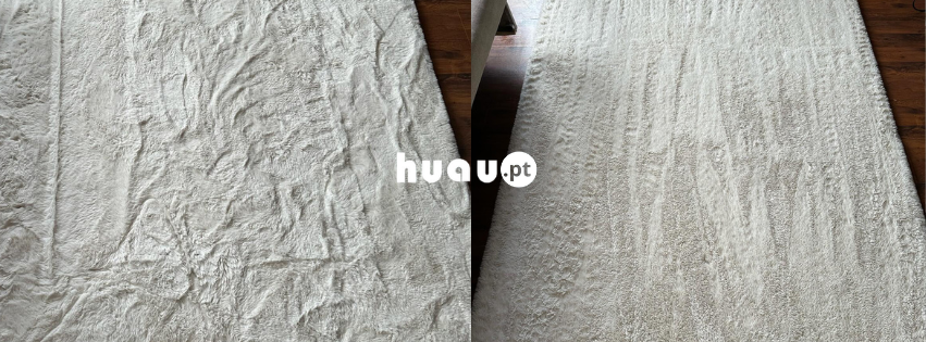 Recuperação radical de carpete encardida com remoção de manchas e sujidade profunda em Mira.