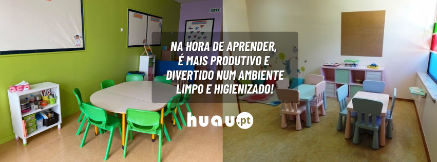 Higienização de puffs, carpetes e cadeiras em creches e colégios públicos e privados - Huau.pt